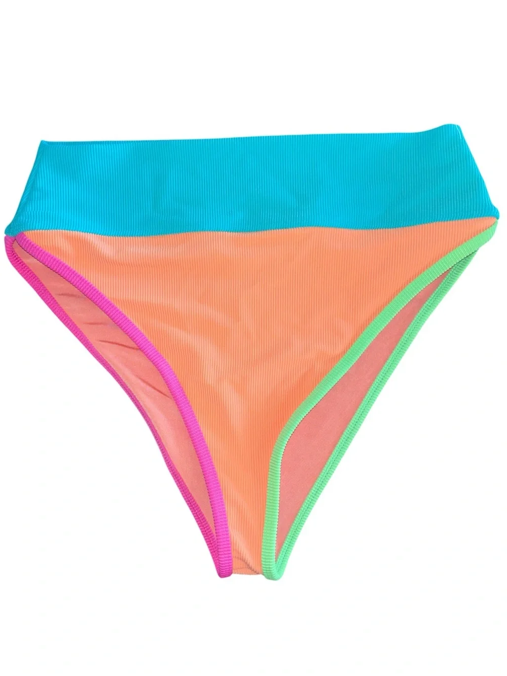 Beach Riot Women's Emmy Colorblock High Waist Bikini Bottoms Aqua Haze XL